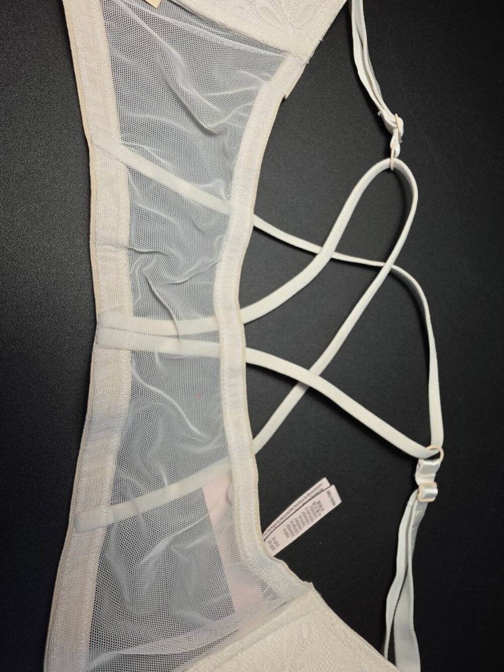 Victoria’s Secret White Lace Push Up Bra 36DD Strappy Back - Picture 6 of 8